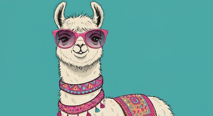 Obraz premium Llama Style: Vibrant Digital Illustration AI Generated