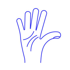 Palm lines. Hand gesture doodle icon. Contour vector illustration