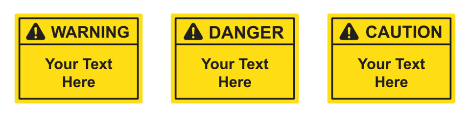 Warning caution. Danger label sign text space area icon, vector illustration