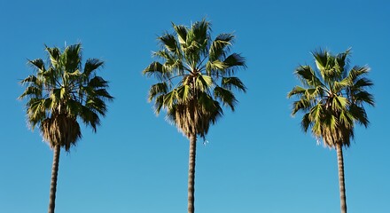 Three Palms, Azure Sky AI Generated