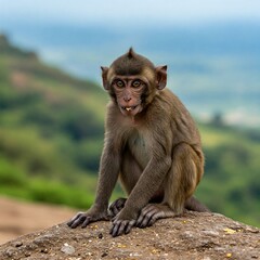 Naklejka premium Animals Safari, macaque baby