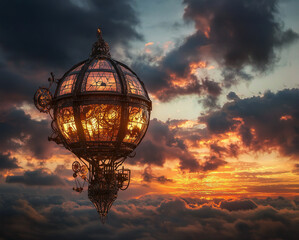 Obraz premium flying old boat in the sky