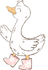 Cute Spring Silly Goose Doodle Hand Drawn