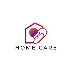 ILLUSTRATION HOME CARE. ABSTRACT HOUSE WITH LOVE. GRADIENT ORANGE PINK COLOR DESIGN ELEMENT VECTOR