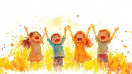 children giggling happily as they play as close companions