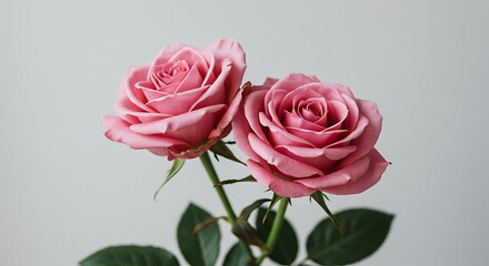 Pink Rose Duet: A Delicate Bloom AI Generated