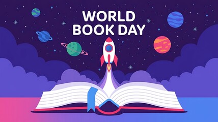 Naklejka premium World Book Day Celebration: Global Books and Reading