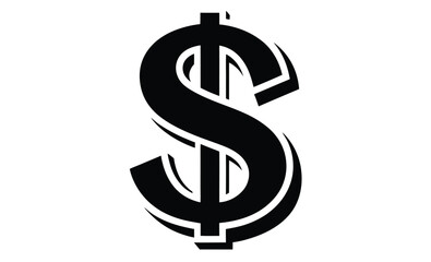Dollar symbol money icon flat silhouette, American dollar currency or dollar symbol flat icon for apps and websites 