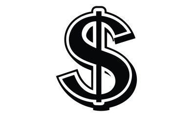 Dollar symbol money icon flat silhouette, American dollar currency or dollar symbol flat icon for apps and websites 
