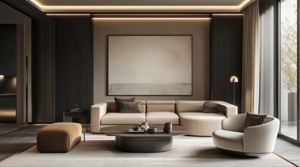 An interior design of a living room with modern elements