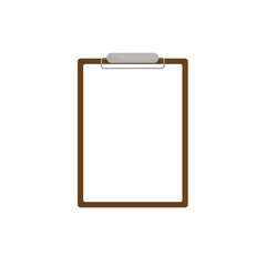 Note board with blank white paper. Notebook with clean sheet. Vector illustration.