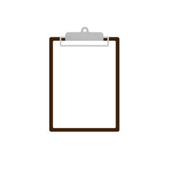 Note board with blank white paper. Notebook with clean sheet. Vector illustration.