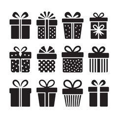 set of gift boxes silhouette
