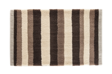 Soft beige and brown striped rug modern home decor fluffy texture comfy floor mat neutral tones isolated on transparent background