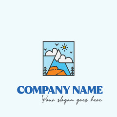 Mountain illustration black and white for logo company vector image

