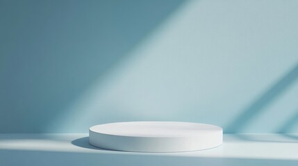 Empty white podium on pastel blue background (1)