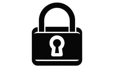 Padlock combination lock icon silhouette, Combination lock or padlock flat vector icon for apps and websites 