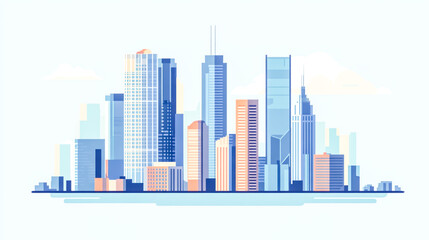 Naklejka premium An icon of a city skyline featuring tall skyscrapers, modern high-rise buildings, and urban architecture