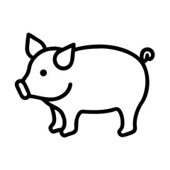 Cute pig outline vector illustration for farm animals and livestock designs and coloring pages for kids