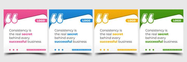 Set of Quote or message square banner template with different color scheme. Usable for social media post, cover, web, flyer, card.