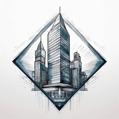 Fototapeta premium Perspective Skyscraper Design with Sky Elements