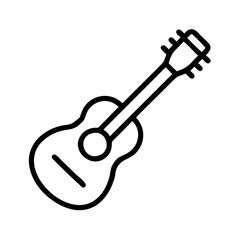 Acoustic guitar vector icon simple line art illustration for music instrument and musical performance design