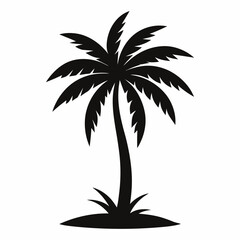 Palm tree silhouette icon on white background 