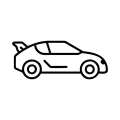 Outline drawing of a sports car with spoiler for graphics and design projects vector illustration