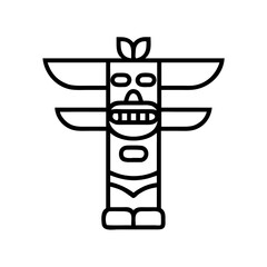 Totem pole vector illustration tribal symbol native american art and culture graphic design element isolated art