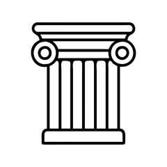 Ancient greek column vector illustration, doric order architecture, roman pillar outline drawing, line art icon