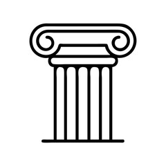 Ionic column vector illustration of ancient greek architecture and roman pillar design for history projects