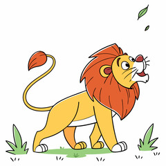 lion cartoon with blank sign