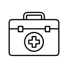 First aid kit vector outline icon for medical emergency and healthcare preparedness and safety concept