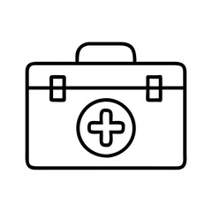 First aid kit vector illustration for medical emergency and healthcare equipment outline icon symbol 