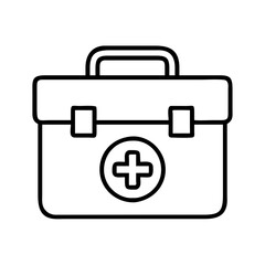 Obraz premium First aid kit vector outline icon medical emergency box healthcare equipment symbol safety case illustration