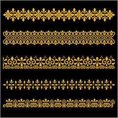 An original vintage-style design featuring an ornate heraldic crest with calligraphic details and a floral filigree pattern used as a horizontal divider