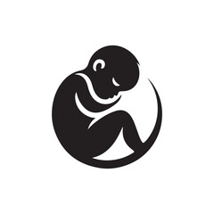 baby sleeping vector silhouette clipart logo illustration
