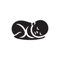 baby sleeping vector silhouette clipart logo illustration