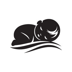 baby sleeping vector silhouette clipart logo illustration