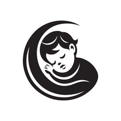 baby sleeping vector silhouette clipart logo illustration