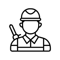 Construction worker icon vector image of builder with hardhat and tool for safety and building projects