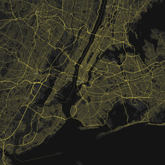 New York City, New York, United States Yellow Road Map 