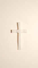 Obraz premium Ultra HD cross cutout on pastel ombre paper with radiant painted halo above. Soft texture, serene tones, spiritual elegance, minimalist and refined.