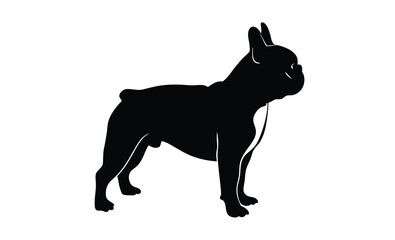 French bulldog pet dog pose silhouette, French bulldog vector silhouette 