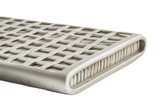 Woven Mesh and Smooth Curves: Textured Silver Accessory Detail