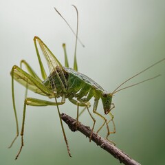 green grasshopper on a leaf