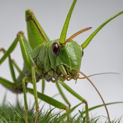 green grasshopper on a leaf
