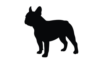 French bulldog pet dog pose silhouette, French bulldog vector silhouette 