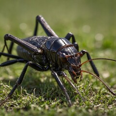 grasshopper on a green leaf