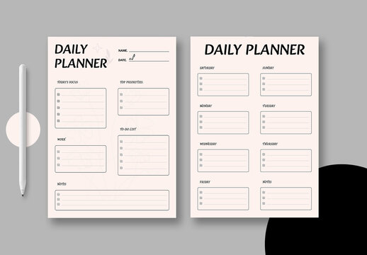 Daily And Weekly Planner Layout